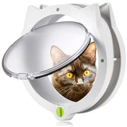 Smilelove Cat Door for Pets – 4 Way Locking Cat Flap - for Interior Doors & Exterior Doors, Wall or Hidden Cat Litter Box – Easy & Quick Installation