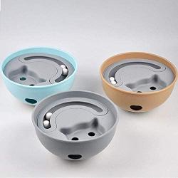 ZHAS Cat Food Bowl,Pet Interaction, Puzzle, stuffy Toy, Tumbler, bite-Resistant bowlblue_25x25x3cm