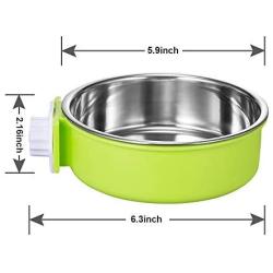 Crate Dog Bowl, Removable Stainless Steel Coop Cup Hanging Pet Cage Bowl Large Water Food Feeder for Dogs Cats Rabbits