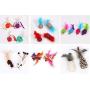 Cat Toys 2 Pack Interactive Fun Plush Mice Ribbon Feather Ball Pick Characters