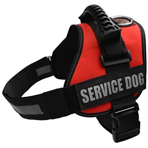 ALBCORP Service Dog Vest Harness - Reflective - Woven Polyester & Nylon, Comfy Mesh Padding, Medium, RED