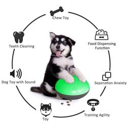 Lcybem Interactive Dog Toys - 3 in 1, Squeaky Food Dispensing Toy, IQ Treat Ball, Dog Squeaky Toy, Sound Puzzle Slow Food, Playing, Chasing, Chewing Indoor or Outdoor