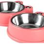 Durable Stainless Steel Dog Bowl Food Water Feeder Non-Slip Design Resistant Silicone Mat Non Slip Design Prevent Slipping for Little Size Dogs/Cats Like Chihuahua/Bulldog/Poodle and More (Pink)