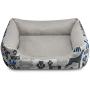 Hollypet Self-Warming Pet Bed for 25lbs Small and Medium-Sized Dogs Cats, Polyester Peach Skin Rectangular Sleeping Bag Cushion, Gray Paws