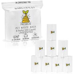 Barc A Lot Unscented Vegetable-Based Premium Pet Waste Bags – 8 Rolls/120 Count, 9x13 IN White, ZERO PLASTIC, Dog Walker Friendly, Cat Litter Durable Thickest on the market, Pet&Earth Conscious