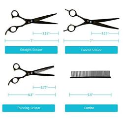 IRONPUP Dog Grooming Scissors Kit, Professional Pets Grooming Shears, Stainless Steel Dog Scissors for Grooming, Dog Scissors Kit - Thinning, Straight, Curved Scissors and Comb for Pet