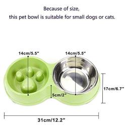 JIUZO Slow Feed Dog Bowl Small,Double Slow Feed Bowl of Dog,Catfeeders and waterersw Feeding Bowl Food Water Feeder