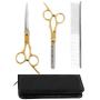 Dog Grooming Scissors Kit, 3 in 1 Cat Dog Grooming Clippers Set, Sharp Durable Stainless Steel Safety Dog Grooming Trimming Shears for Long & Short Haired Dogs Cats and Other Fur Pets