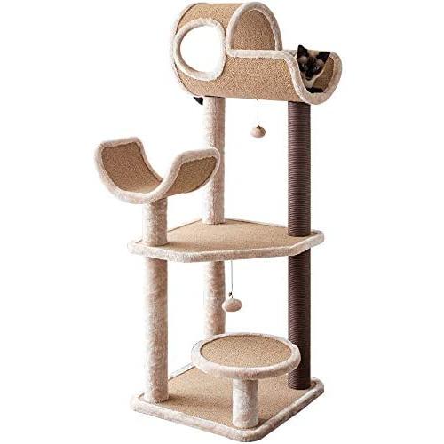 Catry, Large Activity Cat Tree Scratching Post Activity Center Wooden Carpet 40-50 Inch