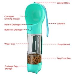 PetHaven Dog Water Bottle 4 in 1 Portable Pet Water Bottle Bowl, Food Holder, Poop Bag Holder-Walking Travel Hiking - Large 300ml Drinking Water Dispenser - (Poop Bag Included)
