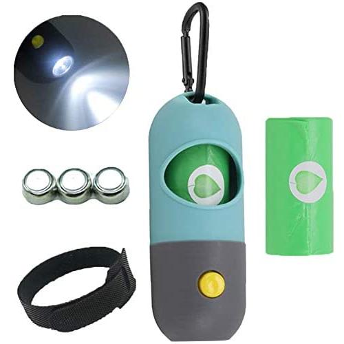 Soarlor Dog Poop Bag Holder Dispenser with LED Flashlight and 2 Rolls Dog Poop Waste Bags Leak-Proof Dog Waste Bags