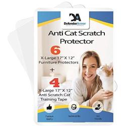 Cat Scratch Deterrent Pack 6 XL Furniture Protectors from Cats + 4 XL Double Sided Training Tape - Pet Corrector - Corner Protector Cat Repellent Anti Scratching Accessories