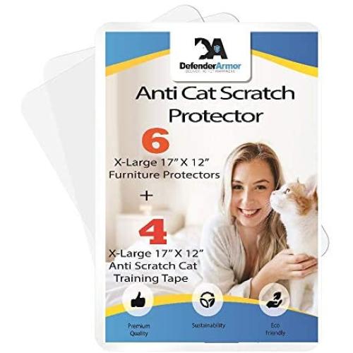 Cat Scratch Deterrent Pack 6 XL Furniture Protectors from Cats + 4 XL Double Sided Training Tape - Pet Corrector - Corner Protector Cat Repellent Anti Scratching Accessories