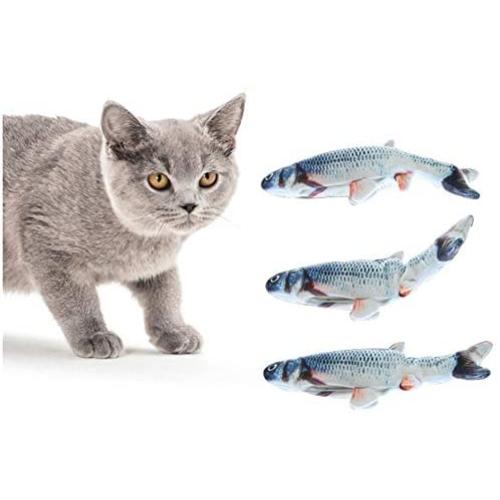 baikangsheng Cat Kicker Fish Toy Realistic Plush Simulation Moving Fish Electric Cat Toy, Funny Interactive Pets Chew Bite Supplies for Cat/Kitty/Kitten Fish Flop Cat Toy That Moves Catnip Toys(1pcs)