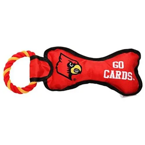 Pet Goods Manufacturing BONERP-061 NCAA Louisville Cardinals Bone with Rope Dog Toy Pet Goods Manufacturing BONERP-061 NCAA Louisville Cardinals Bone with Rope Dog Toy