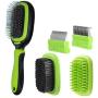 LEWARM Bristle Brush/Pin Brush/Bath&Massage Brush/Dematting Comb/Deshedding Comb for Dogs Cats 5-in-1 Pet Grooming Kit, Remove Undercoat MatsTangled Hair & Improve Circulation
