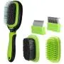 LEWARM Bristle Brush/Pin Brush/Bath&Massage Brush/Dematting Comb/Deshedding Comb for Dogs Cats 5-in-1 Pet Grooming Kit, Remove Undercoat MatsTangled Hair & Improve Circulation