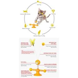 MOOS Suction Cup Spring People Turn cat Toy Turntable Funny cat Stick pet Toy