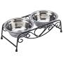 Zerone Elevated Double Pet Bowl, Polished Stainless Steel Modern Cat Dog Double Puppy Pet Water Food Lower Raised Feeder Dish Bowls Stand US for Home, Great Gift