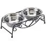 Zerone Elevated Double Pet Bowl, Polished Stainless Steel Modern Cat Dog Double Puppy Pet Water Food Lower Raised Feeder Dish Bowls Stand US for Home, Great Gift Zerone Elevated Double Pet Bowl, Polished Stainless Steel Modern Cat Dog Double Puppy Pet Water Food Lower Raised Feeder Dish Bowls Stand US for Home, Great Gift