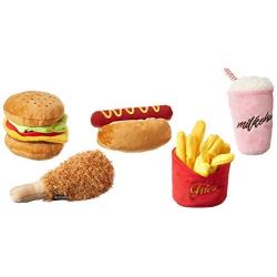 P.L.A.Y. (Pet Lifestyle And You), American Classic Plush/Squeaker Food Toy Collection with Gift Box, 5-Piece