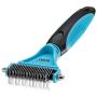 Dog grooming brush + pet grooming comb rake, ROPO pet shampoo brush, brush soothing massage rubber comb Double-sided pet grooming comb for removing tangles and mats 2+1pcs