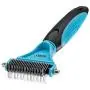 Dog grooming brush + pet grooming comb rake, ROPO pet shampoo brush, brush soothing massage rubber comb Double-sided pet grooming comb for removing tangles and mats 2+1pcs