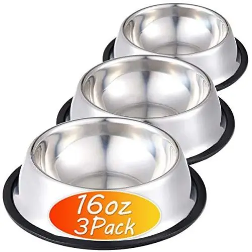 INONE Stainless Steel Dog Bowl with Rubber Base for Food and Water, Pet Food Container, Perfect Choice for Small/Medium/Large Dogs or Cats INONE Stainless Steel Dog Bowl with Rubber Base for Food and Water, Pet Food Container, Perfect Choice for Small/Medium/Large Dogs or Cats