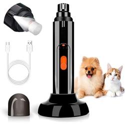 Dog Nail Grinder with LED Light, Pet Nail Trimmer Upgraded 3-Speed Electric Rechargeable Dog Nail Clipper with Wireless Charger Mount, Professional Pet Nail Grinder for Large Medium Small Dog and Cat