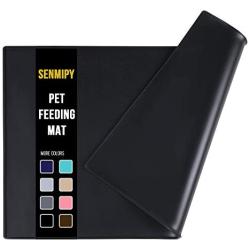 Senmipy Silicone Dog Food Mat - Waterproof Dog Bowl Mats for Food and Water Bowls, Raised Edges Non-Slip Cat Food Mat, BPA Free Pet Mats for Dog Bowls