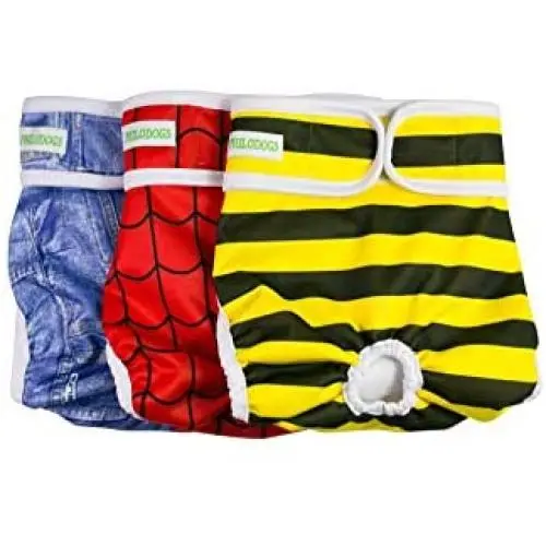 Philodogs Dog Diapers Washable Wraps Reusable Doggie Belly Bands Absorbent Pet Puppy Diapers 3Pcs for Female Doggies Philodogs Dog Diapers Washable Wraps Reusable Doggie Belly Bands Absorbent Pet Puppy Diapers 3Pcs for Female Doggies
