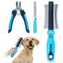 DELOMO Pet Grooming & Deshedding Tool Kit, Dog Deshedding Brush, Safe Nail Clippers for Dogs, Effective Pet Nail Clippers and Trimmer for Dog & Cat with Long & Short Fur