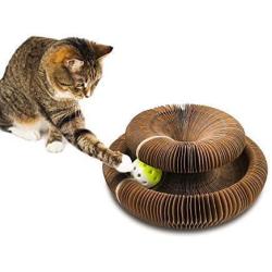 OUTFANDIA Cat Scratching Board,Cardboard with Catnip,Newest Foldable Convenient Magic Organ, Durable Recyclable,Best Cat Scratcher - Includes Catnip and Voice Ball