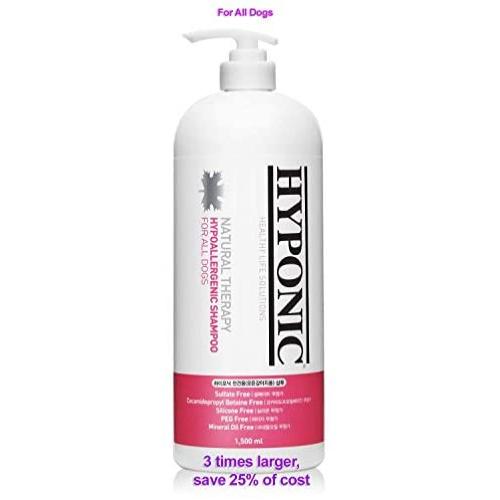 HYPONIC Hypoallergenic Natural Therapy Dog Shampoo for All Dogs | No Conditioner Required | Certified Hypoallergenic | Free of Harmful Chemicals 3X’s Size, Save 25% 50.7oz (1.5L)
