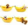 SEIS Winter Cat Banana Bed Dog House Warm Boat Pet Sleep Nest Cotton Cushion Coral Fleece Dog Pad Cat Mat