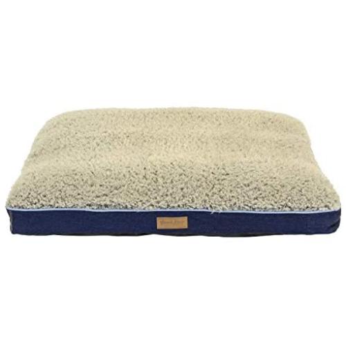 Good Dog Denim Memory Foam Plush Dog Bed with Liner Indigo/Tan/Blue 30 X 40 Inches