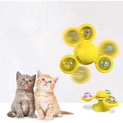 【The Newest 2021】Windmill Cat Toy Interactive Cat Toy with Suction Cup and Light Balls Bells Portable Turntable Massage Scratch Hair Brush Funny Kitty Gift Cat toys for indoor cats Interactive