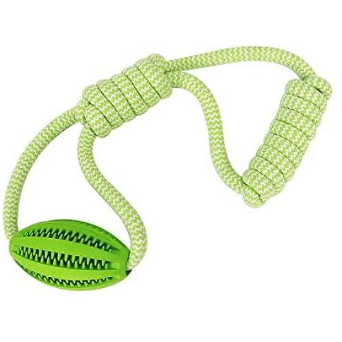 ALAIX Dog Chew Toy Balls – IQ Treats, Training Educational Rubber Exercise with Rope for Puppy, Best Cleaning Toothbrush Bite Ball Toys, Small Medium Dogs Food Dispenser, Durable with Handle