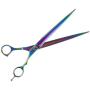 Tamsco Genuine Japanese Stainless Steel Scissors 10.5-Inch Curved Blade Plasma Coated, Semi-Convex Edge Japanese Stainless Steel Plasma Rainbow Finish Curved Blade Adjustable Tension Screw
