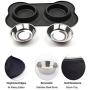 Stella-Lou Dog Bowls & Mat Set - 2 Removable Stainless Steel Bowls Set in a No Mess, No Spill, Non Skid, Silicone Mat. Food & Water Bowls for Dogs or Cats.
