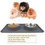 Kikos Double Dish Stainless Steel Small/Medium/Large Dogs Bowls with Waterproof Non-Skid Mat