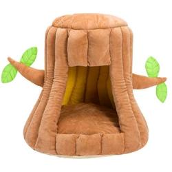 Hollypet Cozy Pet Bed Warm Cave Nest Sleeping Bed Tree Shape Puppy House for Cats and Small Dogs, Stump