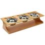Petsoigné Cat Bowls Pet Dining Table with Raised Slope Wooden Stand Elevated Pet Bowls with Oblique Stand for Cats, Dogs, Kitten and Puppy