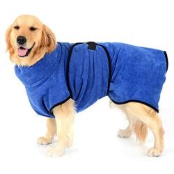 SqSYqz Dog Bathrobe, Towel Microfiber Pet Wet and Dry Towel Dog Or Cat Coat, Quick-Drying Pet Bath Towel,Blue,XL