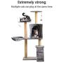 Cat Tree, Cat Play Tower, Kitten Condo, Pet Activity Center, Sisal Scratching Post with Condo, Basket and Plush Ramp