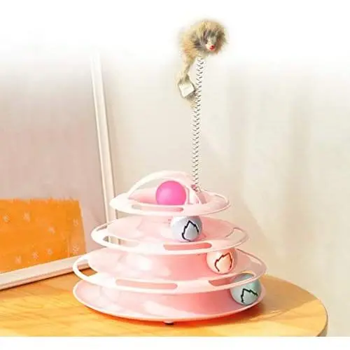 Pet Toy Cat Toy Cat Turntable Ball Fun Puzzle Funny Cat Stick Cat Toy - Pink - Flash Ball Mouse