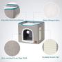 Bedsure Cat Cube, Foldable Cat Cubes for Indoor Cats, Cat House Indoor - Large Cat Bed with Fluffy Ball Hanging and Scratch Pad, 16.5x16.5x14 inches, Grey