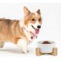 WANTRYAPET Ceramic Raised Cat Dog Bowls, Elevated Food Water Dog Feeder, Bamboo Stand with 4 Anti-Slip Stick Pad, Protect Neck Joints Pet Feeding Bowls