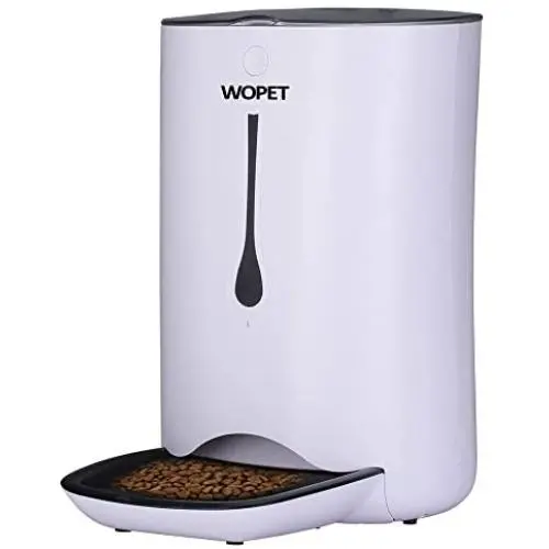 WOPET Automatic Pet Feeder Food Dispenser for Cats and Dogs–Features: Distribution Alarms, Portion Control, Voice Recorder, & Programmable Timer for up to 4 Meals per Day WOPET Automatic Pet Feeder Food Dispenser for Cats and Dogs–Features: Distribution Alarms, Portion Control, Voice Recorder, & Programmable Timer for up to 4 Meals per Day
