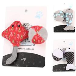 ocijf179 Pet Toy Cat Plush Mouse Ball Fish Shape Kitten Toy Bite-Resistant Molar Pet Supplies - Black White